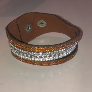 Sparkling Triple Row Wrap Bracelet Amber and Silver Tones Orange thumbnail 5