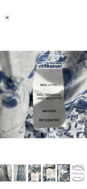 Atelier New York 100% Cotton Tiered Maxi Skirt Blue Floral Size 10 NWT. Stretchy smocked waist. Lined to knee. Flowy boho design. 16-19” waist 41” long thumbnail 8