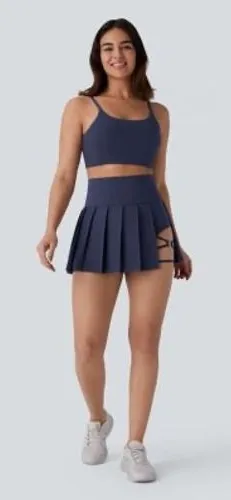 Halara Breezeful Navy Blue Tennis Skirt Set Strappy Sports Bra Pleated Skort S thumbnail 1