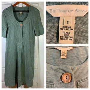 The Territory Ahead Sage Green Cotton Button Front Midi‎ Dress Women's Size S thumbnail 12