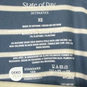 NEW State Of Day Intimates Blue Fluid-Knit Striped Lounge Pajama 3-Piece Set XS thumbnail 16