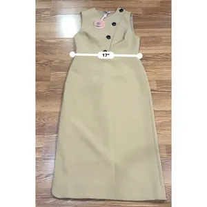 ALEXIS Lena Camel Midi Dress Women’s Large Retro Classic Neutral Chic thumbnail 6