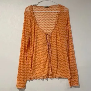 Dippin Daisys Mesh Tie Front Long Sleeve Top Peach Retro thumbnail 2