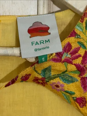 Farm Rio Boho Floral Dream Yellow Smocked Midi Dress - Sz Small thumbnail 9