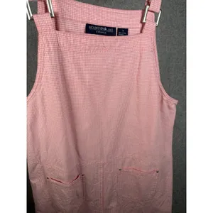 Vintage Mountain Lake Casuals Medium Overalls Dress Red Checkered Cotton Pockets thumbnail 10