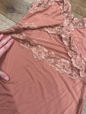 VICTORIA’S SECRET Salmon Pink Lace Trim Cut-out Slip Dress | Size Medium thumbnail 3