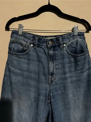 Madewell‎ Curvy Super Wide Leg Crop High Rise Raw Hem Jeans thumbnail 3