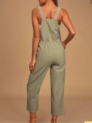 Rhythm. Small Jumpsuit Sage Green Relaxed Wide Leg Beach Linen Cotton thumbnail 3