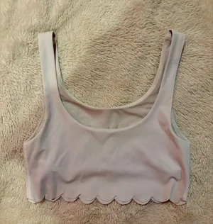 Aerie White Scallop Crop Top thumbnail 1