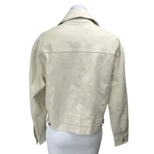 Aritzia Wilfred Faux Vegan Leather Gaze Women's Beige Button Down Coat Jacket S thumbnail 2