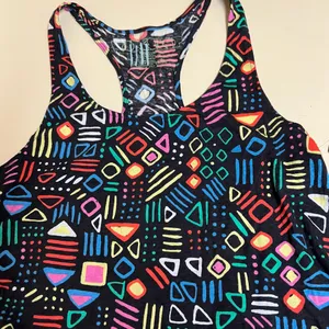Workshop Republic Clothing Black Geometric Designs Racerback Tank Top - Size Medium - NWT thumbnail 3