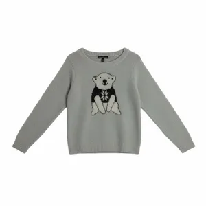 French Laundry Gray & Black Fuzzy Sweater with Polar Bear Design, Size L‎ thumbnail 4
