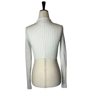 Edikted Sweater‎ Women XS Ivory Ribbed Knit Bonnie Cropped Mock Neck Streetwear thumbnail 3