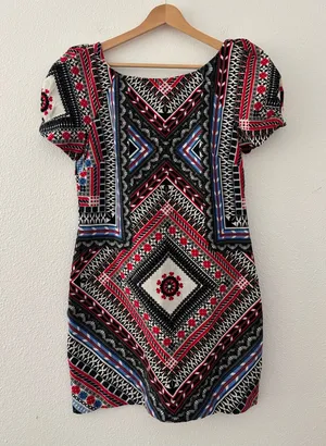 Farm Rio geometric mini dress in red and blue thumbnail 1