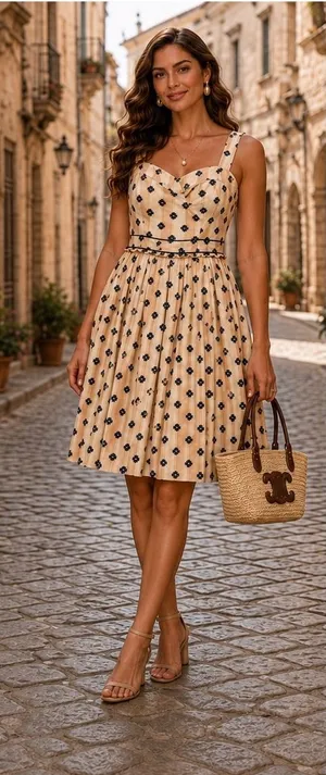 Maeve Anthropologie Striped Embroidered Cotton Sundress Tan Navy 4 thumbnail 1