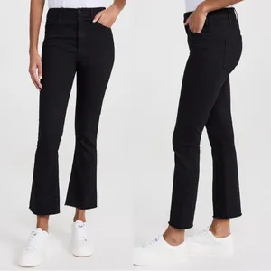 MOTHER • The Hustler Ankle Fray jeans washed black Not Guilty bootcut flare crop thumbnail 6