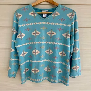 Vintage Pendleton Y2K Southwestern Aztec Womens Top Size‎ Medium Long Sleeve thumbnail 6