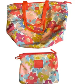Coach Getaway Floral Weekender Packable Overnight Nylon Tote Shoulder Bag Set thumbnail 1