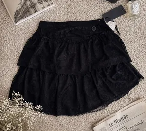 NWT GAËLLE Paris Black Lace Tiered Mini Skirt IT 40 US 4 Romantic Coquette Y2K Luxury thumbnail 1