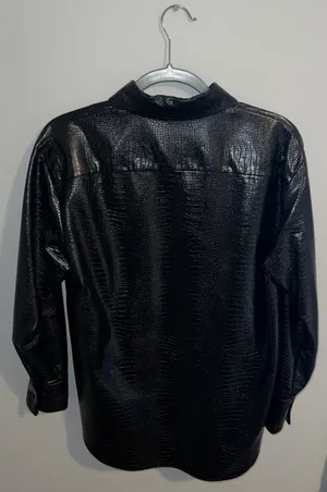 Zara Faux Black Leather Jacket thumbnail 7
