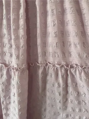 Pink Puff Sleeve Tiered Midi Dress Small Cottagecore Modest Romantic thumbnail 5