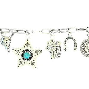 Silver-Tone Western Charm Necklace with Turquoise Star Pendant thumbnail 2