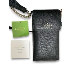 NWT Kate Spade North South Pebbled Leather Phone Crossbody Black Tassel Travel thumbnail 9