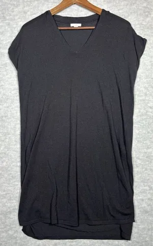 J Jill Black V Neck Tunic Lightweight Cap Sleeve‎ Beach Cover Up Size S thumbnail 1