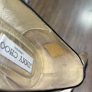 Jimmy Choo Black Patent Leather Silver Glitter Toe Ballet Flat Size 37.5 thumbnail 7
