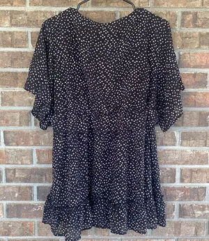 Black ruffly boutique blouse by L. Love size large thumbnail 2