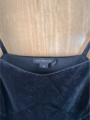 NWT Good American Black Velvet Mini Dress Women’s size XL thumbnail 8