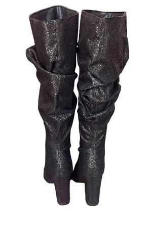 Cape Robbin Beautiful Sparkly Thigh High Block Heel Boots thumbnail 5