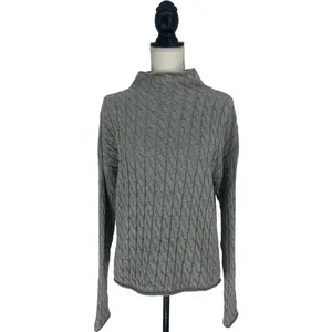 KULE The Mirabelle Mock Neck Cable Knit Cotton Sweater‎ Size Medium thumbnail 2