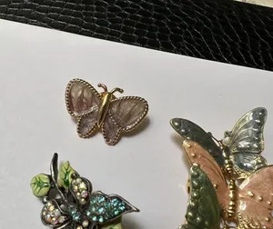 Lot Of 3 Pretty Butterfly Insect Brooch Pins thumbnail 3