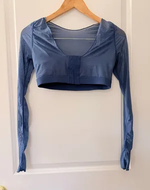 Popflex Coquette Long Sleeve Mesh Bra in Sapphire Small Pilate Gym thumbnail 1