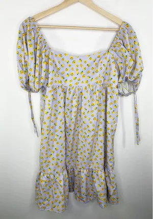 Shein X Womens Purple Sunflower Babydoll‎ Mini Dress Size S Sweetheart Sundress thumbnail 1