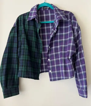 SheIn Cropped Flannel Shirt thumbnail 1