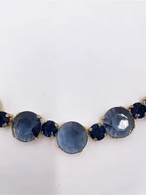 Deep Blue Crystal Gemstone Statement Necklace Costume Jewelry Adjustable Classic thumbnail 4