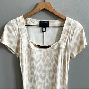 Class Roberto Cavalli Beige Cream Animal Print Dress Size 8 Leopard Short Sleeve thumbnail 2