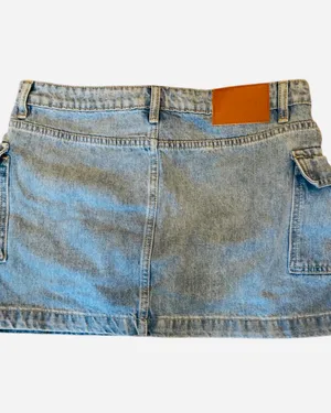 Princess Polly Denim Mini Skirt Cargo Low Rise Blue Sexy Western M 8 thumbnail 3