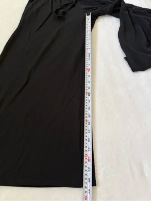Black Wide Leg Pull-On Pants Drawstring Soft Knit Lounge Travel Minimalist Comfy thumbnail 9