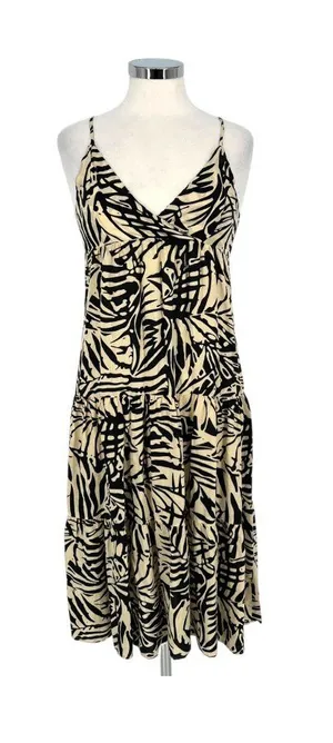 Patrons Of Peace Boho Tropical Leaf Print V-Neck Sundress Ivory Black Size XS thumbnail 1