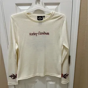 Harley Davidson Sweater cream Scrolled Fleur De Lis Size XL thumbnail 11