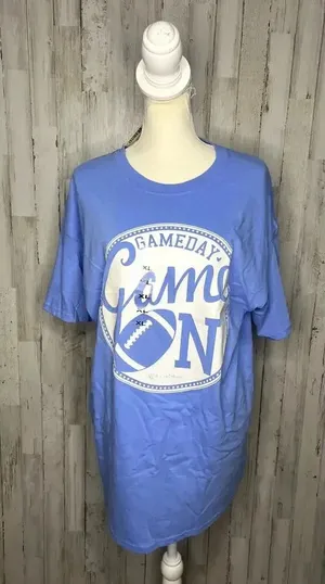 NWT UNC Women's Game Day "Game On"‎ Football Graphic T-Shirt Light Blue Size 2XL thumbnail 1