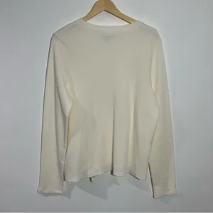 New Madewell Ribbed‎ Long Sleeve Knot-Front Top Ivory XXL Minimalist Casual thumbnail 4
