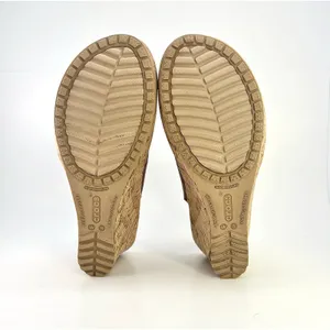 Crocs A-Leigh Brown Leather Cork Wedge Sandals Slingback Peep Toe Comfort Size 8 thumbnail 9