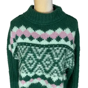 Free People Green and Pink Patterned Sweater thumbnail 4