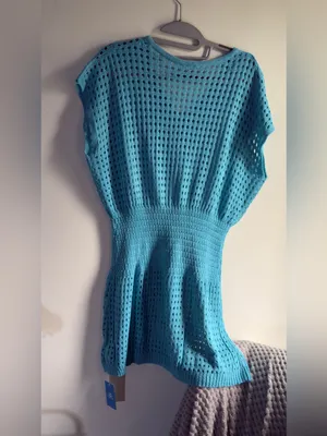 Cupshe Turquoise Blue Crochet Swim Coverup thumbnail 2