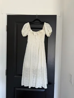 Boutique Womens Summer Floral Print Puff Sleeves Vintage Ruffles Midi Dress, Lightyellow, Small thumbnail 7
