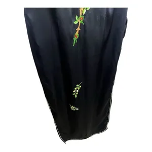 Oriental 100% Pure Silk Qipao Dress Size 32 (Small) Black Embroidered Cheongsam thumbnail 7